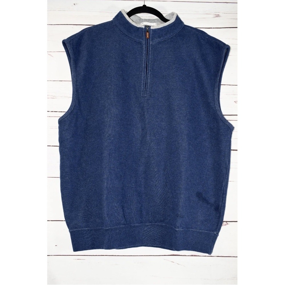 Peter Millar Vest Mens Medium Blue Pullover Quarter Zip Performance Golf‎ Active